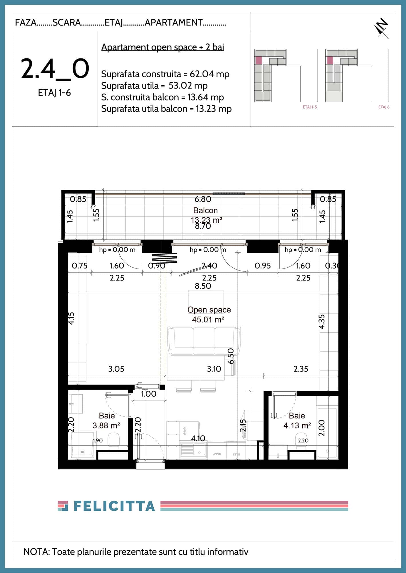 2.4_0-Apartament open space + 2 bai-