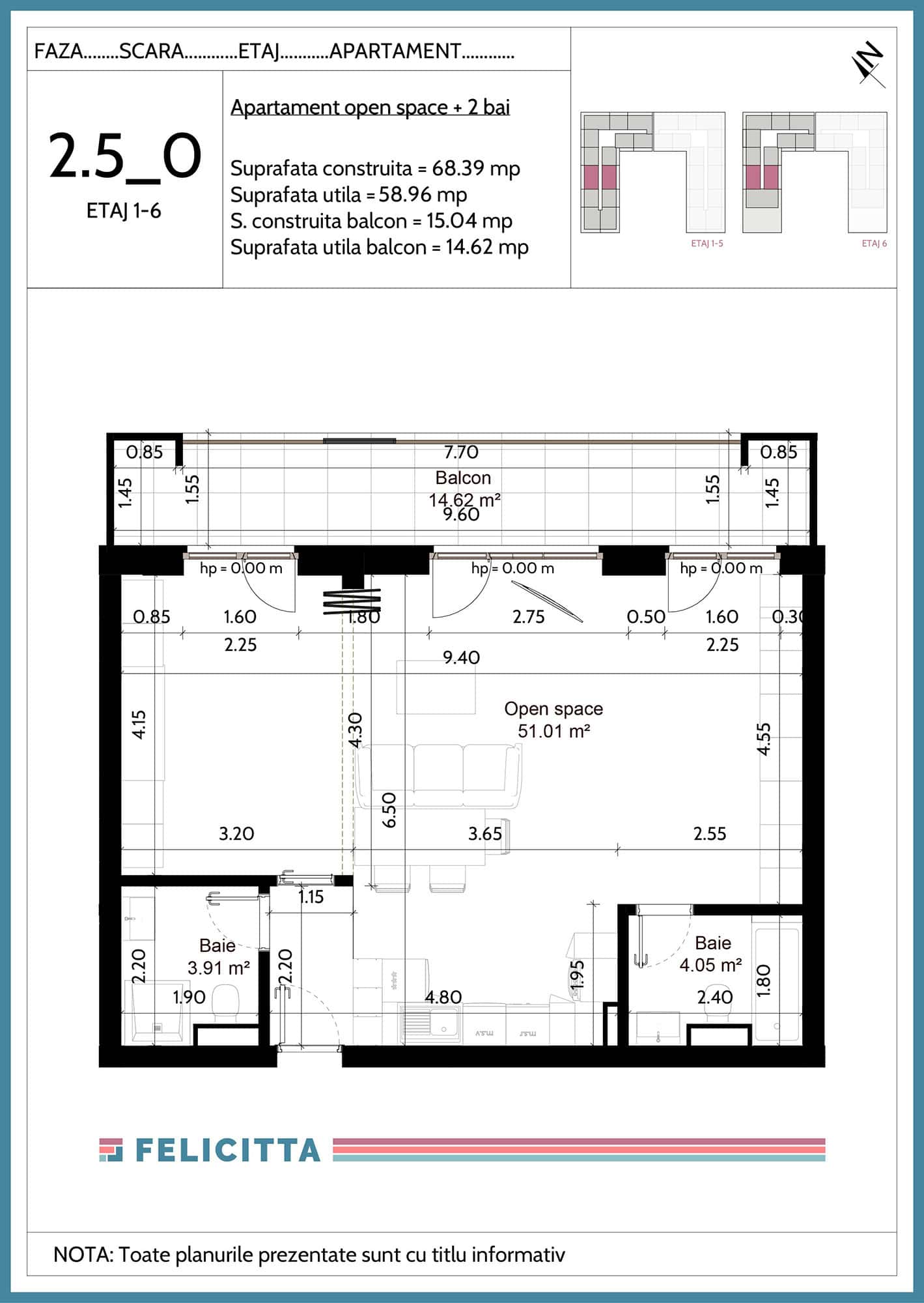 2.5_0-Apartament open space + 2 bai-