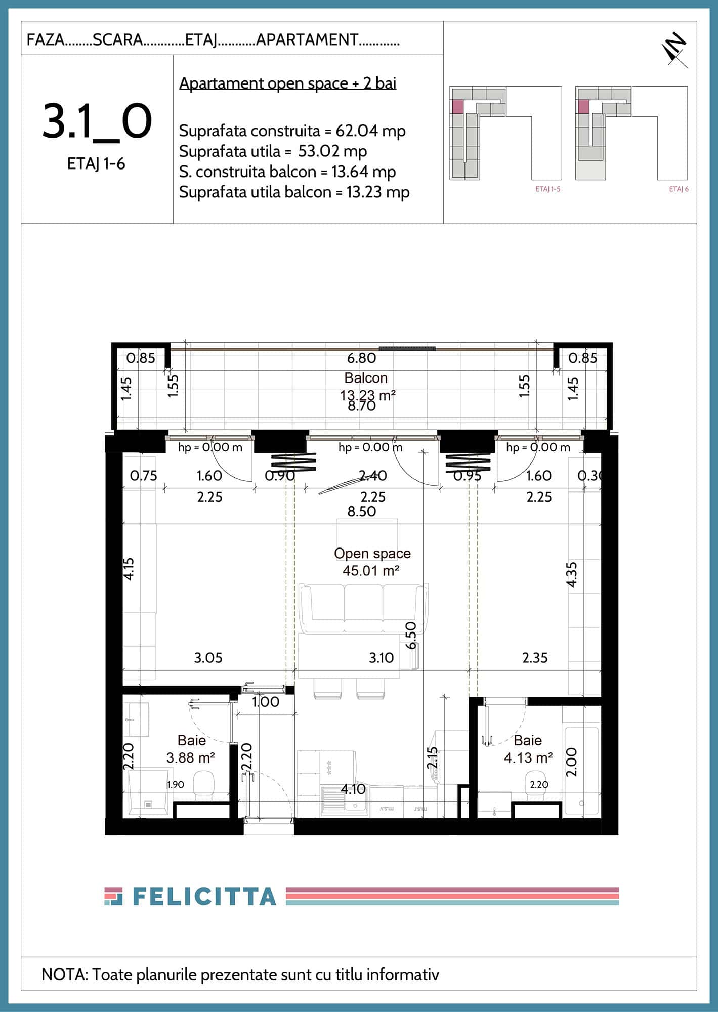 3.1_0-Apartament open space + 2 bai-
