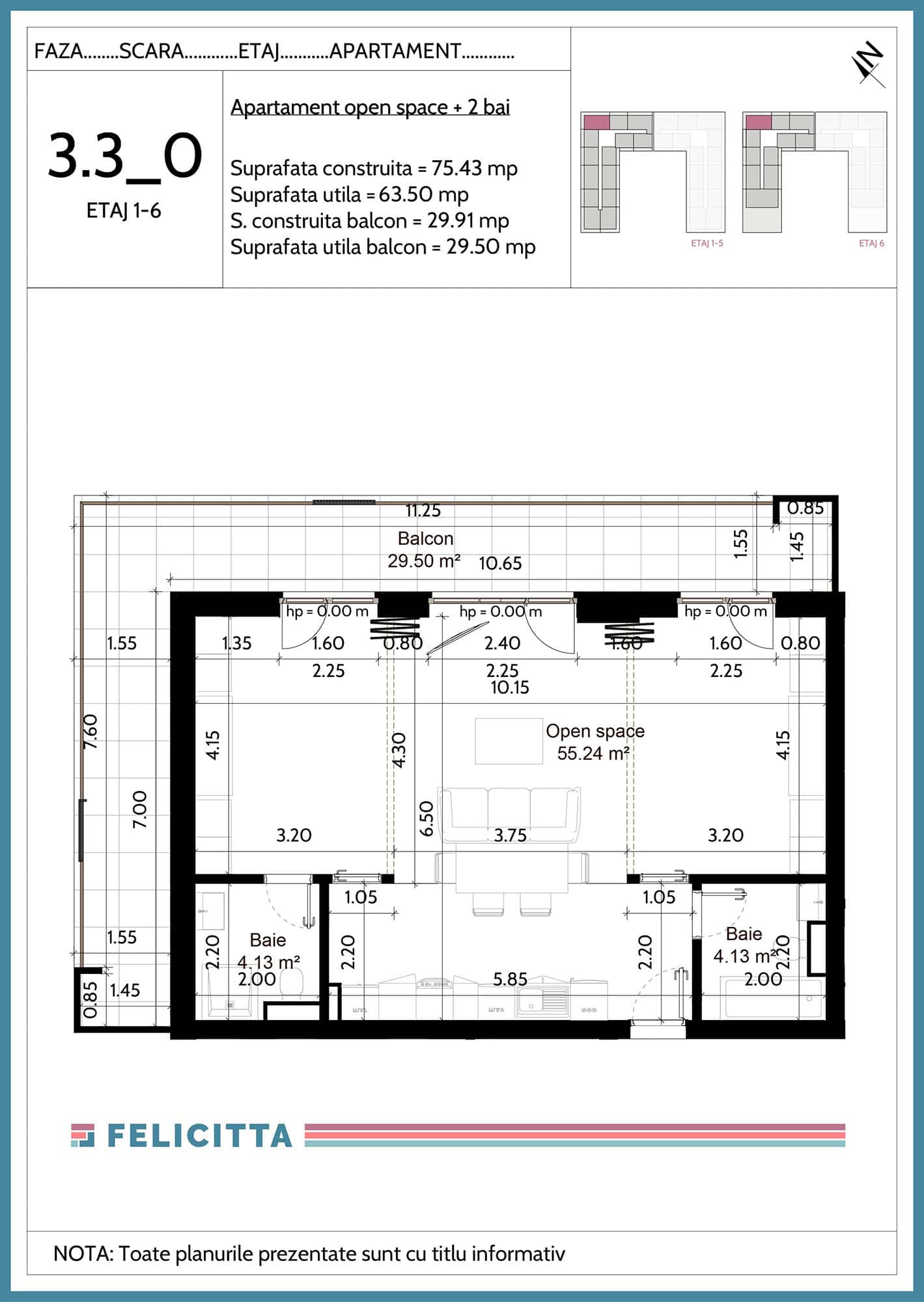 3.3_0-Apartament open space + 2 bai-
