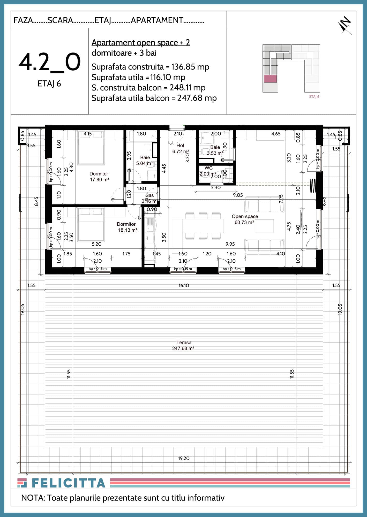 4.2_0-Apartament open space + 2 dormitoare + 3 bai-